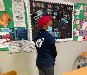 Showing off our Nexus Cares swag