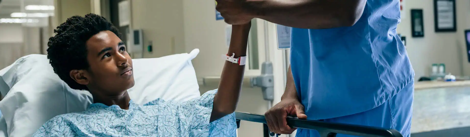 young man receiving inpatient medical care